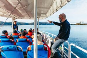 From Port Arthur: Tasman Island Wilderness Cruise - The ride from Port Arthur side to Eaglehawk Neck: how the timing works on your body